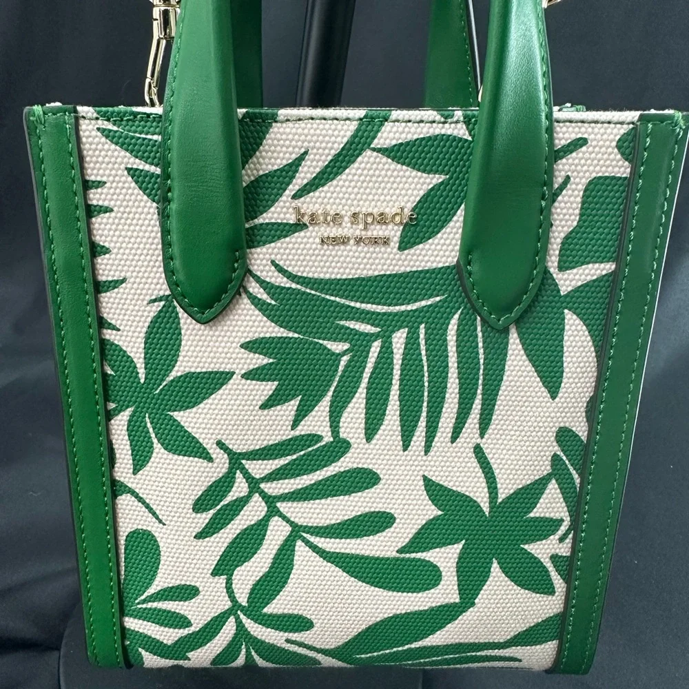 kate spade Green and Cream Mini Crossbody Tote - Picture 2 of 10